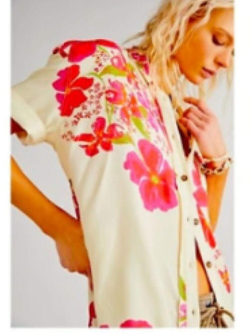 Free People We The Free Share Good Vibes Buttondown Floral Size Xl
